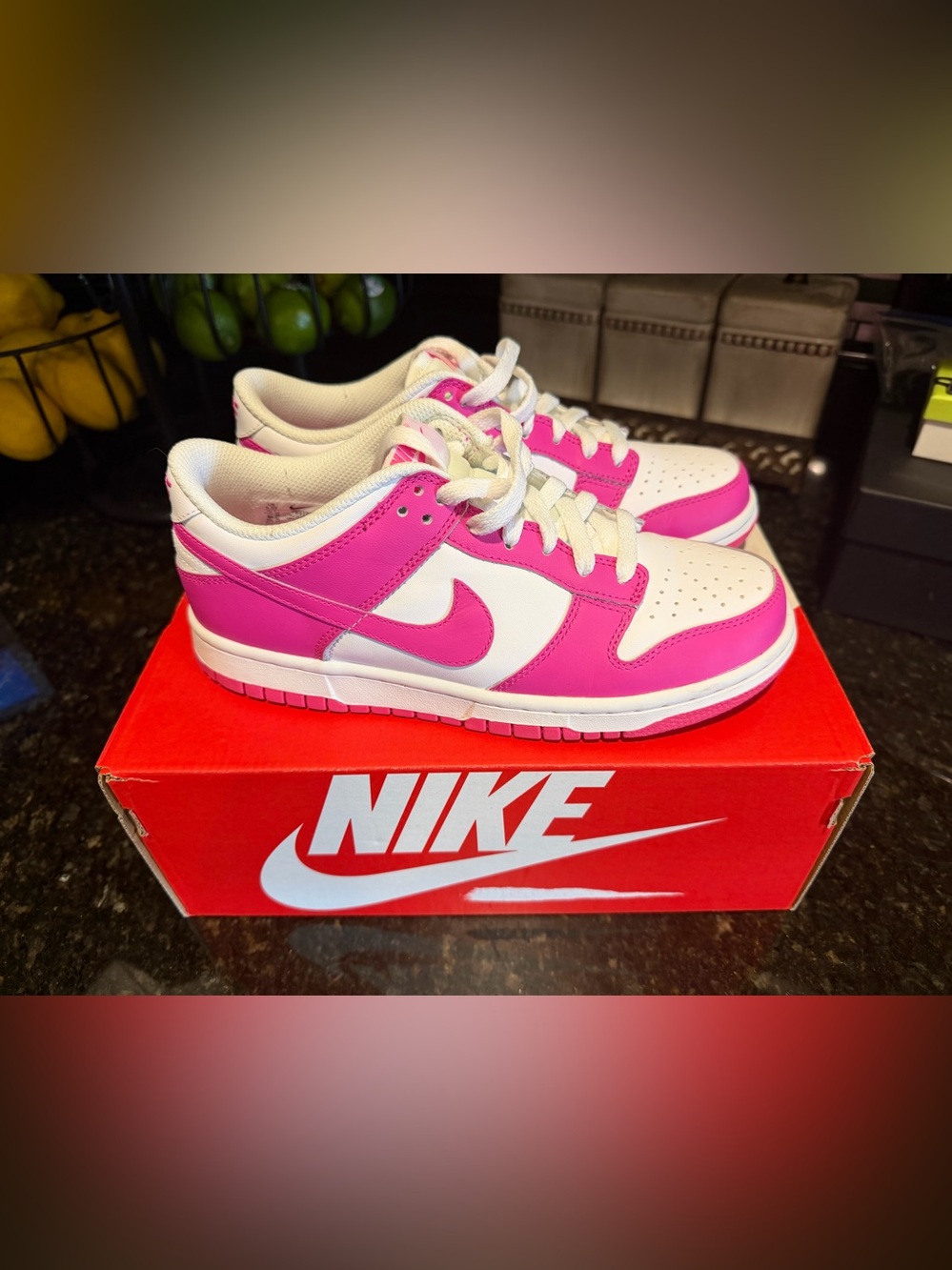 Women’s Nike Dunk Low — White & Hot Pink